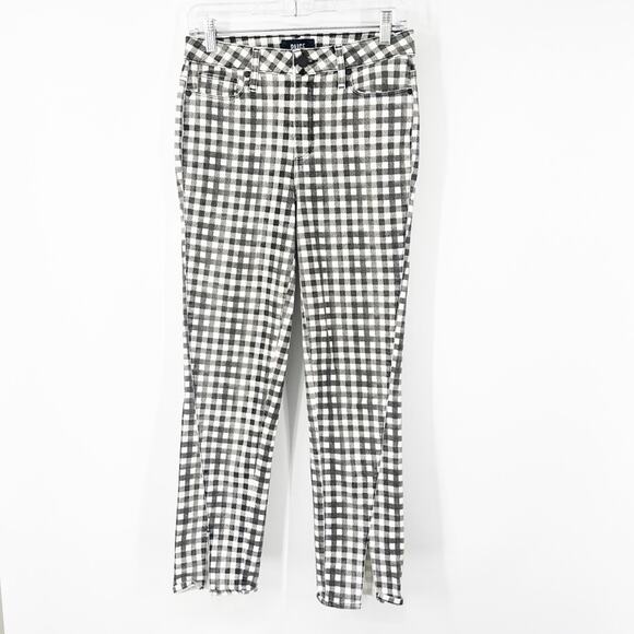Paige Hoxton Straight Ankle Jeans Split Hem City Gingham - Picture 2 of 9